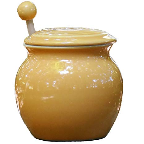 Tumbleweed - Honey Dispenser - Yellow Porcelain Honey Jar - Includes Wooden Honey Dipper - Honey Pot Holds 15 Ounces Of Honey - Gifts For Women - Mom Gifts - Kitchen Gifts