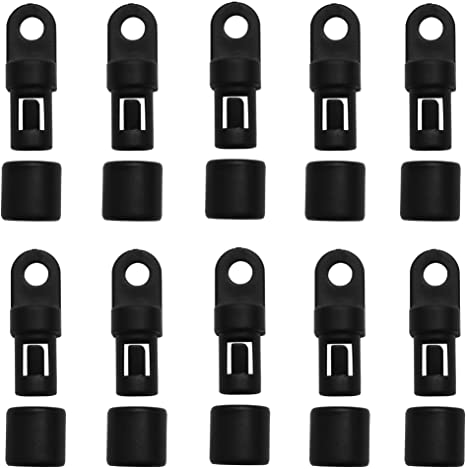 Shock Cord Hook 10 Pcs Bungee Terminal End Tabbed S Hooks for 1/4" Bungee to Use on Kayaks