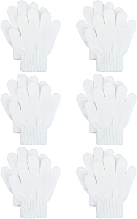 Cooraby 6 Pairs Kids Knitted Magic Gloves Teens Warm Winter Stretchy Full Fingers Gloves
