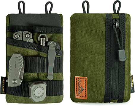 VIPERADE VE3 Tool Pouch Pocket Organizer, Nylon Tool Belt Loop Pouch with 4 Pockets Tool Storage EDC Pouch for Flashlight/Pocket Knife, Tactical Pen, Notebook (OD Green)