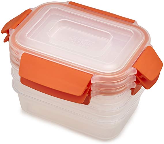 Joseph Joseph 81102 Nest Lock Plastic Food Storage Container Set with Lockable Airtight Leakproof Lids 6-piece, 18 ounces, Orange