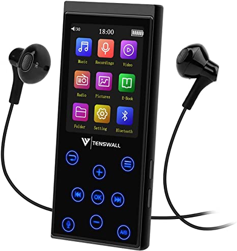 Mp3 Players,16GB HiFi Lossless Sound Bluetooth Music Player,2.4" Screen Portable Mp4 Mp3 Players with FM Radio/Recorder/Speaker/Pedometer/E-Book/Video Players/Timer/Alarm Clock,Support up to 128GB