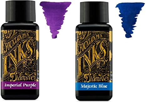 Diamine - 30ml Fountain Pen Ink 2 Pack - Imperial Purple & Majestic Blue