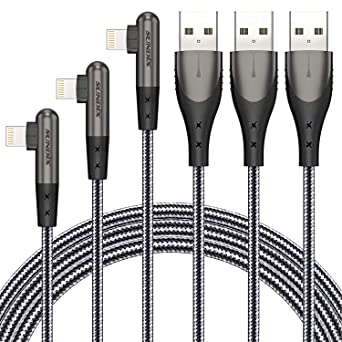 iPhone Charger, Sundix Lightning Cable 3 Pack 10FT [MFi Certified], Nylon Braided 90 Degree iPhone Charger Cable Compatible 12/12mini/12Pro/11/11Pro/X/Xs Max/XR/8 Charger