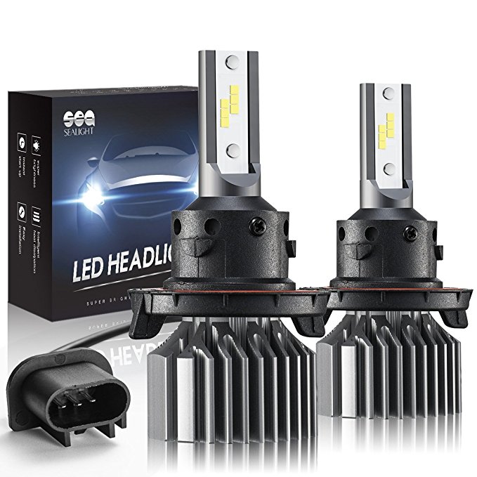 H13/9008 LED Headlight Bulbs Hi/Lo Beam Conversion Kit, DOT Approved, SEALIGHT S1 series Super Bright 24xCSP chips LED Automotive Headlamp-6000K Xenon White (2 Pack)