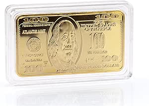 American Coin Treasures Ben Franklin $100 Bar One Troy Ounce Layered in 24KT Gold Novelty Decoration