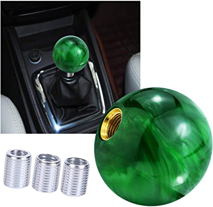 Arenbel Polished Weighted Ball Car Gear Shift Stick Lever Shifter Handle Knob Fit Most Manual Automatic Vehicles, Green