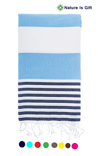 Turkish Peshtemal Marine (Blue Navy) Pestemal Towel Thin Light Weight Quick Dry Towel Best For Bath Beach Swimming Pool Water Park Spa Wrap Around And Gym Picnic Blanket