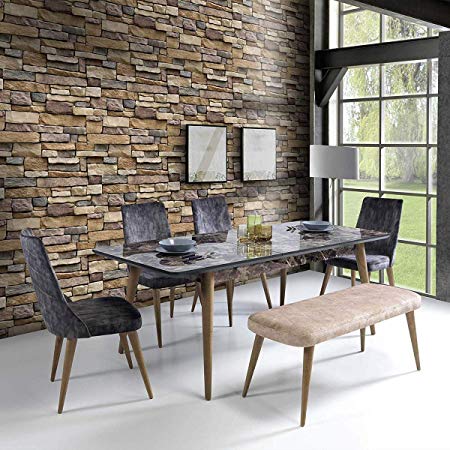 Stone Brick Wallpaper Peel and Stick Waterproof Wallpaper Textured Stone Wallpaper Self Adhesive Contact Paper Easily Removable Wallpaper for Home Design Room Decoration 17.71” ×393.7”