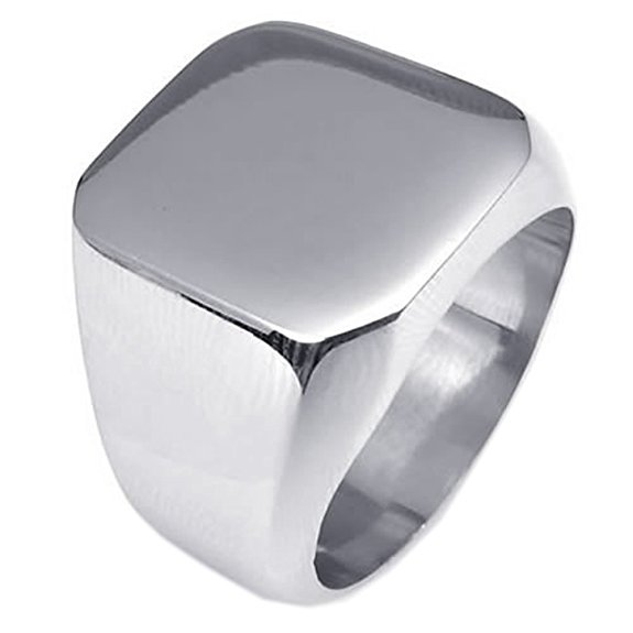 KONOV Polished Stainless Steel Band Biker Men's Signet Ring,