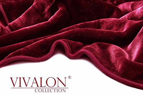 VIVALON Solid Color Ultra Silky Soft Heavy Duty Quality Korean Mink Reversible Blanket 9 lbs King Burgundy