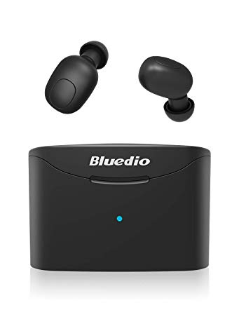 Bluedio T Elf True Wireless Earbuds Headphones, 35Hrs Bluetooth 5.0 Auto Pairing in-Ear Earphones, Wireless Headset with Charging Case Earpiece for iPhone, Black