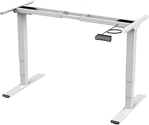 Monoprice Electric Dual Motor 3-Stage Height Adjustable Sit-Stand Desk Frame V2, 220 lbs Weight Load Capacity, Ergonomic, for Home and Office, White - Workstream Collection