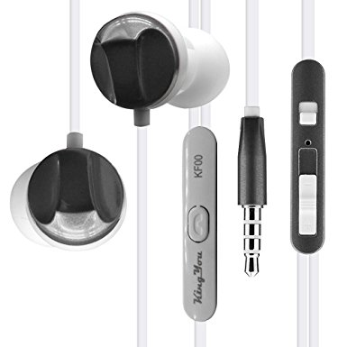 KingYou KF00 Headphones High Definition,in-ear Noise Isolating Earbuds, Heavy Deep Bass Earphones for iPhone,iPod,iPad,MP3 Players,Samsung Galaxy,Nokia,HTC,Nexus,BlackBerry,etc(With Microphone,Volume control),Grey