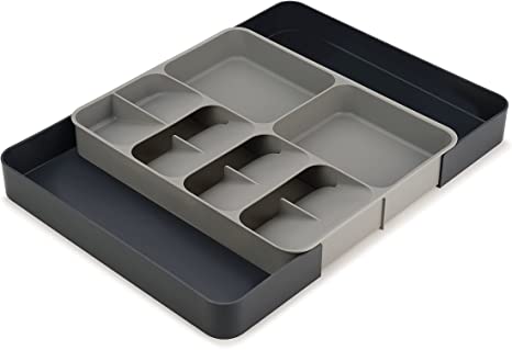 Joseph Joseph DrawerStore Kitchen Drawer Organizer Tray for Cutlery Utensils and Gadgets, Expandable, Gray