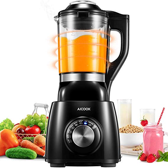 AICOOK Blender, Smoothie Blender, Baby Food Maker with Heating Function, 1400W, 59 Ounce Glass Pitcher, 8 Preset Modes for Baby Food, Juice, Smoothie, Soy Milk and Porridge