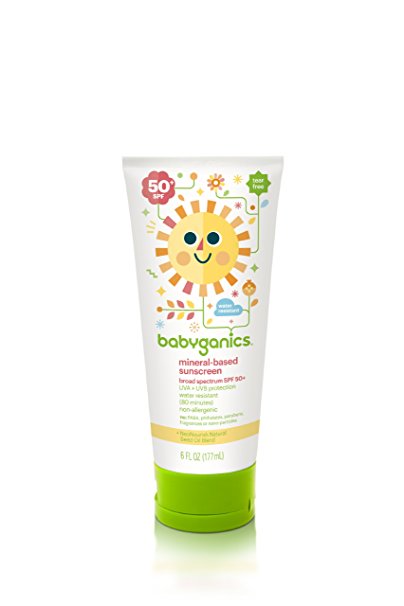 Babyganics Mineral-Based Sunscreen SPF 50, 6 oz (Pack of 2), Packaging May Vary