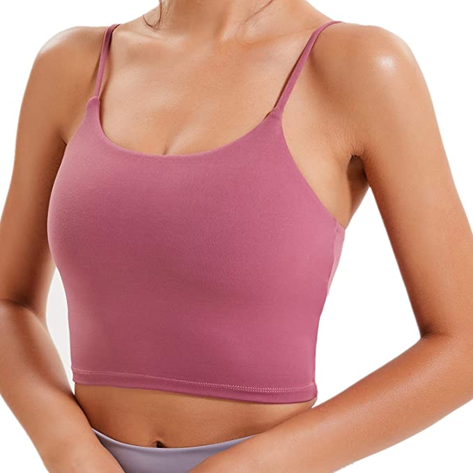 Lemedy Women Strappy Sports Bras Padded Medium Support Yoga Workout Tank  Top