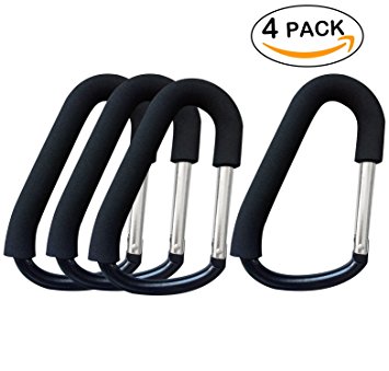 Pack of 4 Handy Stroller Hooks, Multi Purpose Mommy Hooks, Perfect Stroller Accessories Clips On Any Baby Stroller Travel Systems, Secure Purses, Diaper Bags, Shopping bags And Lots More by Attmu