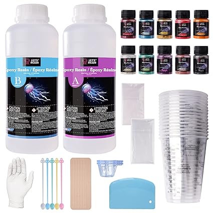 LET'S RESIN Epoxy Resin Starter Kit for Beginners, 44OZ Resin Art Kit for Craft,Fast Cure Resin for Coating,Jewelry,Tumbler,Paintings, Crystal Clear Casting Resin with Cups, Pigment Powder