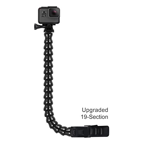 [Upgraded] Kupton Jaws Flex Clamp Mount with Adjustable Gooseneck 19-Section for GoPro Hero 6/5/ Hero 5 Session/ Hero Session/ Hero 4/3 /3/2 Xiaomi Yi AKASO EK7000 SJ4000 SJ5000 Action Camera