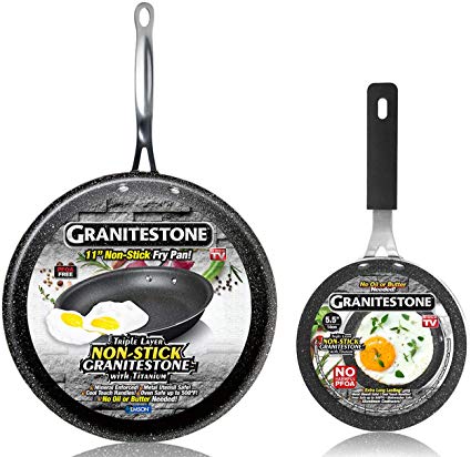 GRANITESTONE 2687 11" Frying Pan with 5.5â€ Egg Pan, Non-stick, No-warp, Mineral-enforced, PFOA-Free, Dishwasher-safe As Seen On TV