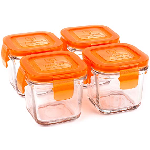Wean Green Wean Cubes 4oz/120ml Baby Food Glass Containers - Carrot (Set of 4)