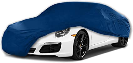 Cosmos 10331 Indoor Car Cover Elastic Breathable Dustproof Full Super Soft Protection 130gsm Fabric in Large, Blue