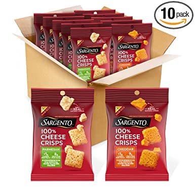 SARGENTO® 100% Cheese Crisps Variety Pack, Parmesan and Cheddar, 10 Snack Packs
