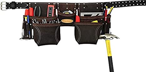 McGuire-Nicholas Tanned Leather Contractor's Apron, Durable Construction Tool Belt,Brown,One Size