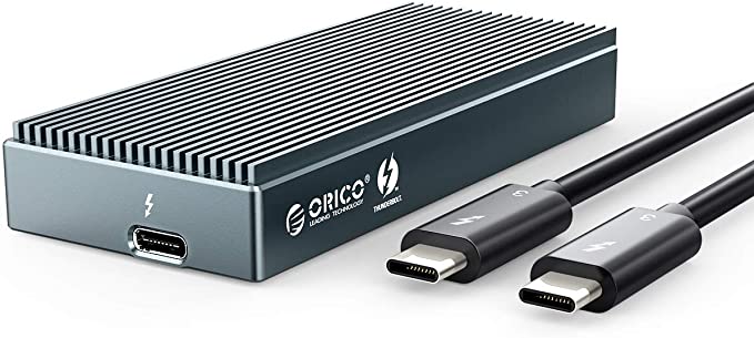 ORICO Mini Thunderbolt 3 NVMe SSD External Enclosure, Aluminum Portable Enclosure Type C to SATA Solid State Drive up to 2TB (40Gbps Speed), M.2 NVME M Key 2280 SSD is Supported