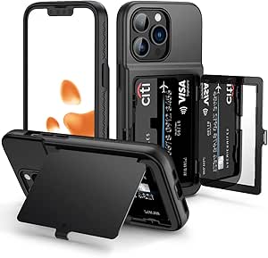 WeLoveCase for iPhone 13 Pro Wallet Case with Credit Card Holder & Hidden Mirror, Three Layer Shockproof Heavy Duty Protection Cover Protective Case for iPhone 13 Pro - 6.1 inch Black