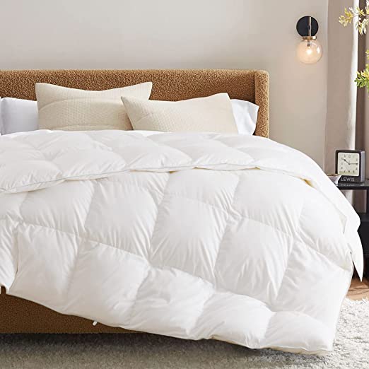 KASENTEX All Season Goose Down Comforter Corner Tabs-Baffle Box Design Duvet Insert King Size-Ultra Soft 750 Fill Power 54 oz Feather Down Fill-Hotel Collection-Medium Warmth (104x90, White)