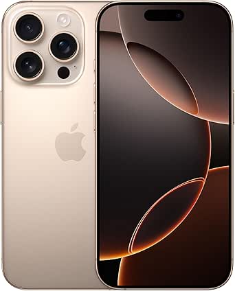 Apple iPhone 16 Pro de 128 GB: Smartphone 5G con Control de Cámara, grabación en 4K a 120 f/s con Dolby Vision y un Gran Salto en autonomía. Compatible con los AirPods; Titanio Color Desierto