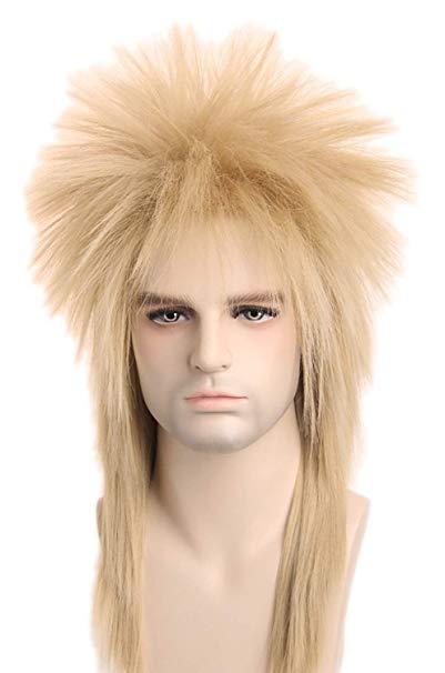 70s 80s Wig for Women Men Couples Halloween Costumes Wig Rocking Punk Rocker Mullet Wig Blonde