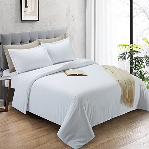 EXQ Home White Duvet Cover Set Full/Queen Size 3 Pieces, Super Soft Vintage Bedding Down Comforter Cover with Zipper Closure, Machine Washable Breathable Microfiber Polyester Duvet Cover