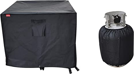 BBQ Coverpro Gas Fire Pit Cover Square - Premium Patio Outdoor Cover Durable and Waterproof,Fits for 37 inch,38 inch,40 inch Fire Pit/Table Cover,Black(40" L x 40" W x 24" H)