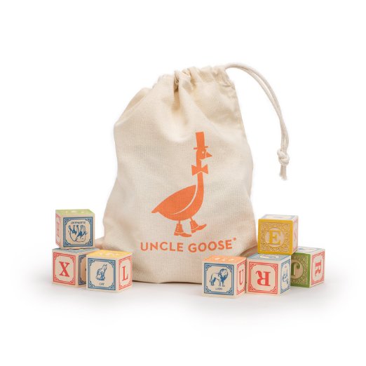 Uncle Goose Classic ABC Blocks with Canvas Bag - Made in USA