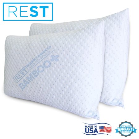 Blended Memory Foam Pillows With Super Soft Rayon Covers Derived From Bamboo By REST Made In The USA Measures 20 x 36 KING 2 PACK
