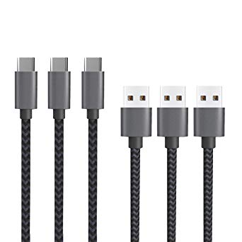 USB Type C Cable,[3ft 3Pack]by Ailun,High Speed Type-C to USB A Sync & Charging Nylon Braided Cable for Smartphone&Tablets [Silver&blackgrey]