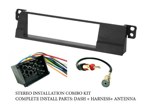 BMW - Stereo wiring Harness, Dash Install Kit Faceplate, with FM Antenna Adaptor (Combo Complete Aftermarket Stereo Wire and Installation Kit)