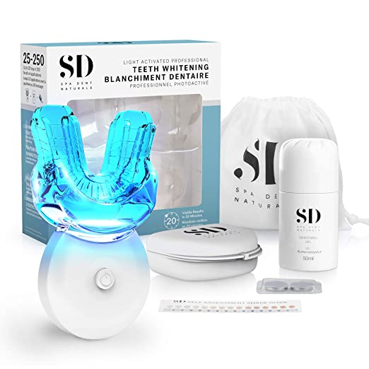 Spa-Dent Whitening Kit - Dental Office Technology with Advanced Dental Grade Xyliprox Gel (LED Blue Light Activated Kit)