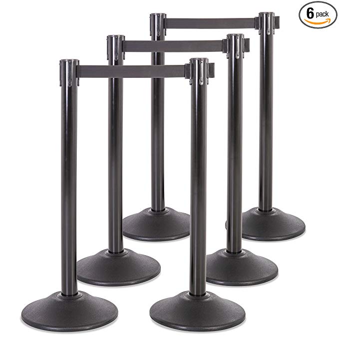 US Weight Heavy Duty Premium Steel Stanchion with 7.5-Foot Retractable Belt and Scratch-Resistant Base (More Colors Available)