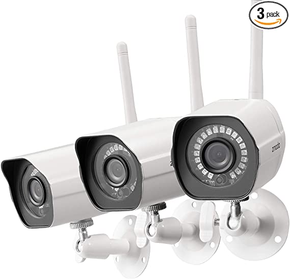 Zmodo WiFi IP Security Camera (3 Pack) with Night Vision, Smart Home 1080P Full HD Indoor/Outdoor,Works with Alexa and Google Assistant.