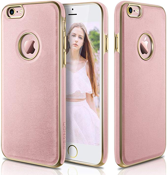 iPhone 6s Case, LOHASIC Ultra Slim [Premium Texture Grip] [PU Leather & Soft TPU & Plating Coated Frame] Seamless Hybrid Elegant Cover Case for iPhone 6s & iPhone 6(4.7 Inch,Rose Gold)