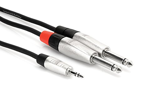 Hosa HMP-006Y REAN 3.5 mm TRS to Dual 1/4 inch TS Pro Stereo Breakout Cable, 6 feet