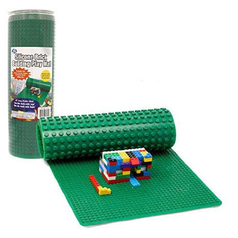 Brick Building Play Mat by SCS- Rollable Two Sided Silicone Mat - Works with Lego and Duplo- 32 Long for Activity Tables Patent Pending