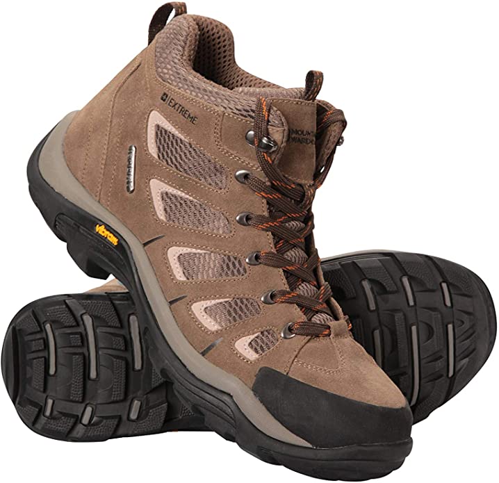 Mountain Warehouse Field Waterproof Vibram Hiking Boots - Waterproof Rain Shoes, Durable Walking Boots, Suede & Mesh Upper - Footwear for Camping & Travelling