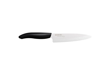 Kyocera Advanced Ceramic Revolution Series 5-inch Slicing Knife, Black Handle, White Blade