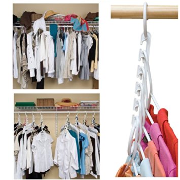 Wonder Hanger Closet Clothes Organizer/Space Saver Storage White Plastic 10 Pack